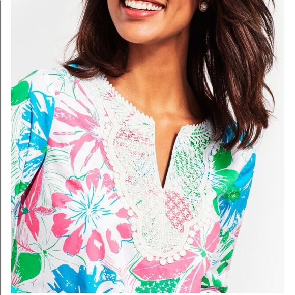 TALBOTS LACE BIB TUNIC-ANGUILLA FLORAL - Picture 2 of 6